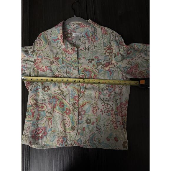 Coldwater Creek Artsy Multicolor Floral Paisley Tapestry Button Up Jacket Size L - Picture 5 of 9